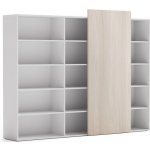 Plan Skříň vysoká otevřená dlouhá BLOCK White, 2390 x 400 x 1748, dub přírodní – Zboží Mobilmania