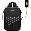 Taška na kočárek Kono batoh Polka s USB portem černý s puntíky