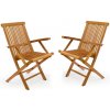 Zahradní židle a křeslo Divero 2288 Skládací židle z týkového dřeva 2 ks