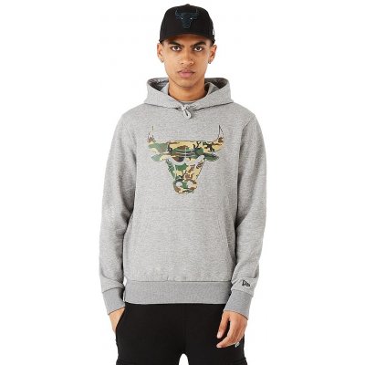 New Era Infill Team Logo Hoody NBA Chicago Bulls Light Grey Heather/Woodland Camo