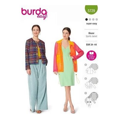 Střih Burda zelený 5729 - kabátek, francouzské sako, sportovní bunda – Zboží Dáma