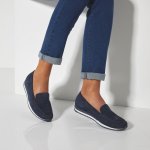 Blancheporte Mokasíny z kožené usně nám.modrá – Zboží Dáma