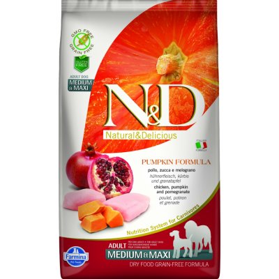 N&D Pumpkin Dog Adult Medium & Maxi Grain Free Chicken & Pomegranate 4 x 2,5 kg