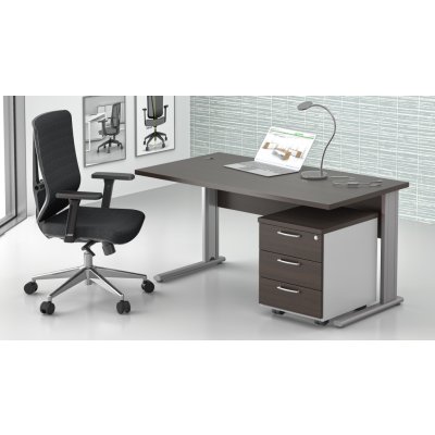 NABYTEK-DESIGNOVY.CZ - ZEP 1.2 07 Sestava kancelářského nábytku Komfort 1.2 kaštan/šedá – Zboží Dáma