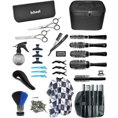 Duko School Set Kadeřnický set pro učně látkový kufřík s vybavením pro praváky RED – Hledejceny.cz