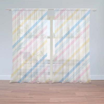 Sablio Záclony Tříbarevné pruhy: 2ks 150x250cm – Zboží Mobilmania