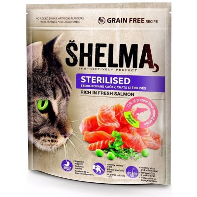 Shelma Sterille bezobilné granule s čerstvým lososem pro dospělé kočky 750g
