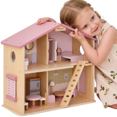 VIGA PolarB Velký dřevěný domeček pro panenky 17 ks – Zbozi.Blesk.cz