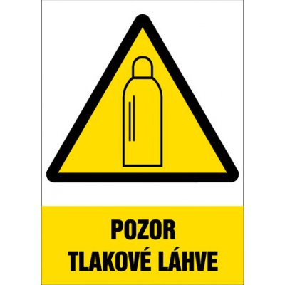 Značka Pozor tlakové láhve, samolepicí fólie, 210 × 297 mm – Zbozi.Blesk.cz