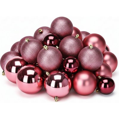 HOMESTYLING Vánoční ozdoby koule sada 26 ks tmavě růžová KO-CAN302060 – Sleviste.cz