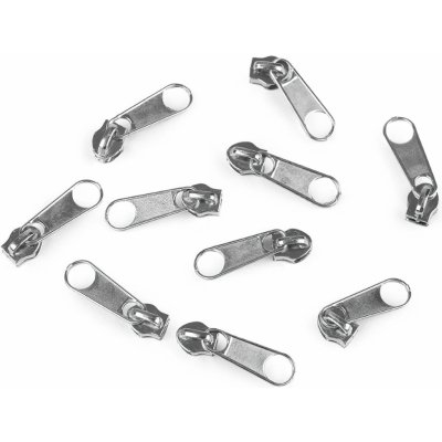 Jezdec ke spirálovému zipu POL 3 mm, 070272/031 stříbrný nikl, kovový, bez aretace / s táhlem – Zboží Dáma