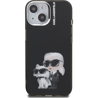 Karl Lagerfeld IML Aquarelle Karl and Choupette pro Apple iPhone 15, černá – Zboží Mobilmania