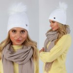 Fashionweek dámská zimní čepice s bambulí flísová podšívka ZIZI34/V14 bílá – Zboží Mobilmania