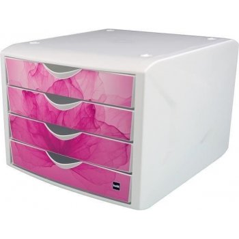 Helit Chameleon plastový box 4 zásuvky růžový