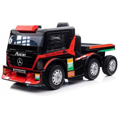 Mamido elektrický kamion Mercedes Axor LCD MP4 s návěsem červený