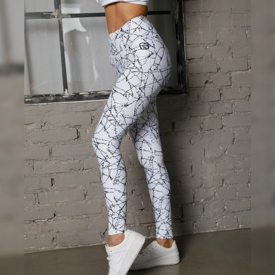 NDN Mramorové legíny s vysokým pasem MAXIMA bílé – Sleviste.cz