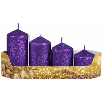 Nohel Garden Svíčky adventní STUPŇOVITÉ glitrované d5x6/7,5/9/10,5cm 4ks – Zboží Mobilmania