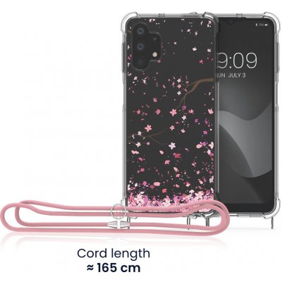 Pouzdro kwmobile Pevné silikonové Crossbody Samsung Galaxy A32 5G s popruhem - cherry blossoms