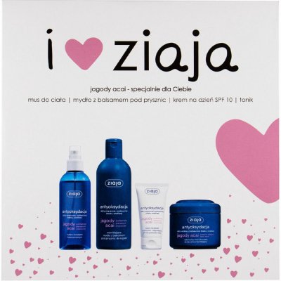 Ziaja Acai Berry sprchový krém 300 ml + denní pleťová péče SPF10 50 ml + pleťový tonik 200 ml + hydratační tělová pěna 200 ml dárková sada – Zbozi.Blesk.cz