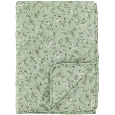 Chic Antique Prošívaný přehoz Aix Flowers Verte/Cream 130 × 180 cm, zelená barva, textil – Zboží Dáma