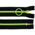 Kostěný zip barevný No 5 délka 25 cm s ozdobným jezdcem - černá/zelená – Hledejceny.cz
