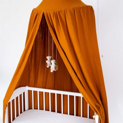 Tulimese Baldachýn mušelínový skořicový SAMOSTATNÝ S ROVNÝM OKRAJEM – Zboží Dáma