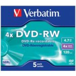 Verbatim DVD-RW 4,7GB 4x, jewel, 5ks (43285) – Zboží Živě