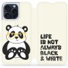 Pouzdro a kryt na mobilní telefon Apple Mobiwear flip Apple iPhone 15 Pro Max - M041S Panda - life is not