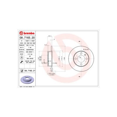 BREMBO brzdový kotouč 08.7165.21 – Hledejceny.cz
