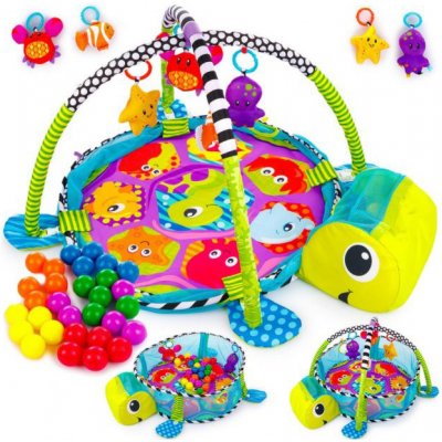 Kinderplay multifunkční hrací deka 3v1 s míčky želva