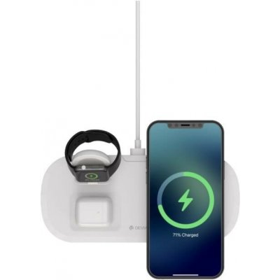 3v1 nabíjecí stanice / stojánek DEVIA pro Apple iPhone + AirPods Qi + Watch - bílá – Sleviste.cz
