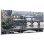 Obraz s hodinami 1D panorama - 120 x 50 cm - Prague bridges over the Vltava Pražské mosty přes Vltavu – Hledejceny.cz