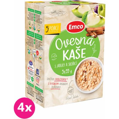 Emco Ovesná kaše s jablky a skořicí 5 x 55 g – Zbozi.Blesk.cz