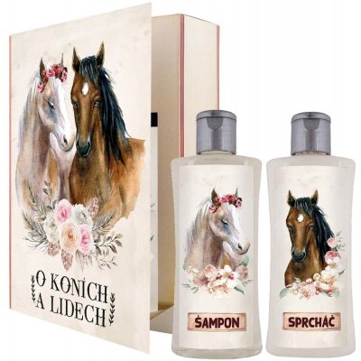 Bohemia Gifts O koních a lidech sprchový gel 200 ml + šampon na vlasy 200 ml kniha dárková sada – Zboží Dáma