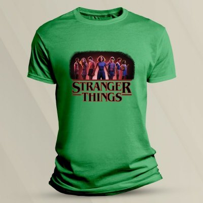 Sandratex Dětské tričko s potiskem Stranger Things Parta z Hawkins Zelená – Hledejceny.cz