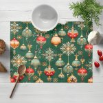 Biante bavlna prostírání Sandra SA-529 Vánoční baňky na zeleném 35x45cm – Zboží Dáma