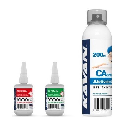 KAVAN PRO PNEU střední a řidké vteřinové lepidlo 50g + Kavan aktivátor CA 200 ml – Zboží Mobilmania