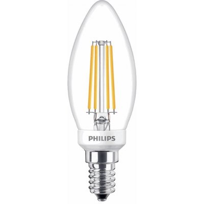 Philips LED žárovka E14 Classic Filament B35 4,3W 40W teplá bílá 2700K , svíčka – Zboží Mobilmania