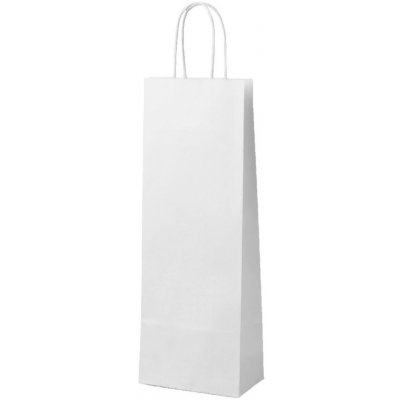 Papírová taška na víno 140x80x390 mm bílá / 25 kusů / kroucené ucho – Zboží Mobilmania