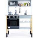 Mamido Mamido Dětská Dřevěná Kuchyňka Sporák Mikrovlnná trouba Hrnce šedá – Sleviste.cz