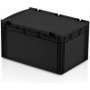 Úložný box TBA Plastová ESD Euro přepravka 600x400x320 mm s víkem plný úchyt