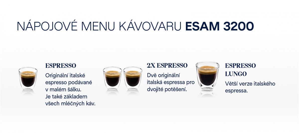Nápojové menu kávovaru De'Longhi ESAM 3200.S