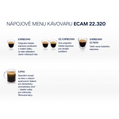 Nápojové menu kávovaru De'Longhi Magnifica S ECAM 22.320.B