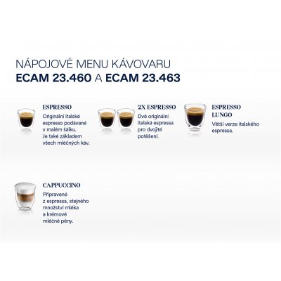 Nápojové menu kávovaru De'Longhi Magnifica Compact ECAM 23.460.S