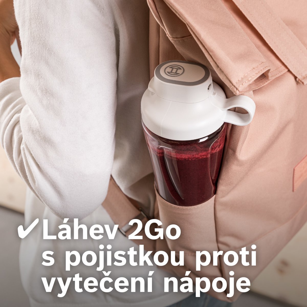 Láhev 2Go s pojistkou proti vytečení nápoje