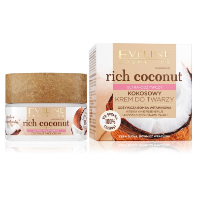 Eveline Cosmetics, Ultra výživný kokosový krém na tvár Rich Coconut 50ml