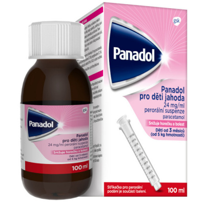 Panadol pro děti Jahoda 24mg/ml por.sus.100ml+stř.