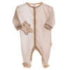 Overal kojenecký na spaní s výšivkou MKcool MK2002 béžová/bílá 50 (Overal dlouhý rukáv/nohavice s výšivkou medvídka/béžová/bílá)