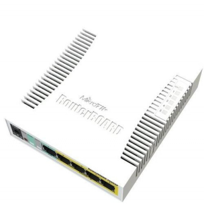 MIKROTIK RouterBOARD RB260GSP, 5-port Gigabit smart switch with SFP cage, SwOS, plastic case, PSU, POE OUT (RB260GSP)