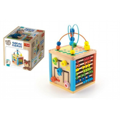 Trefl Kostka edukační dřevěná Wooden Toys v krabici 21x21x21cm 2+